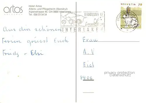 AK / Ansichtskarte Interlaken_BE Hotel Artos  Interlaken_BE