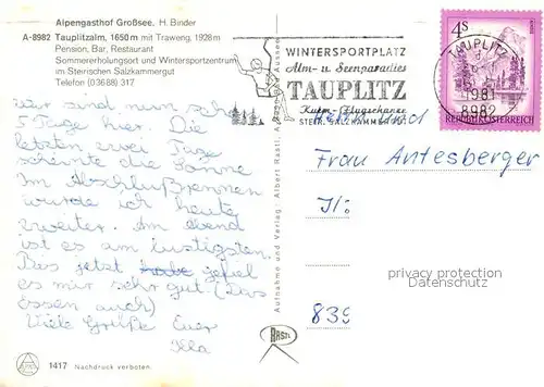 AK / Ansichtskarte Tauplitzalm Alpengasthof Grosssee Tauplitzalm