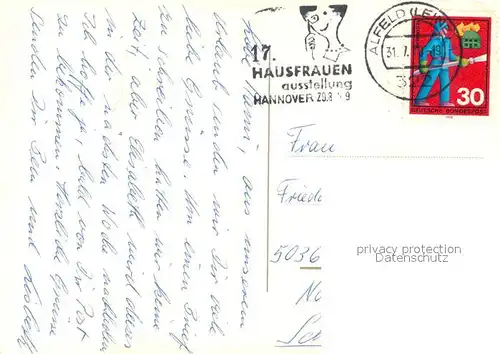 AK / Ansichtskarte Alfeld_Leine Leinstrasse Gymnasium Postamt Heimatmuseum Leinebruecke Fillerturm Freibad Kaufm. Berufsschule Alfeld_Leine