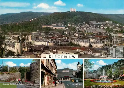 AK / Ansichtskarte Siegen_Westfalen Unterstadt Fischbacherberg Oberes Schloss Rubensbrunnen  Siegen_Westfalen