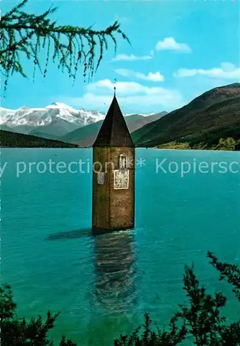 AK / Ansichtskarte Resia_Nuova_Neureschen Turm des versunkenen Graun Ortler Resia_Nuova_Neureschen