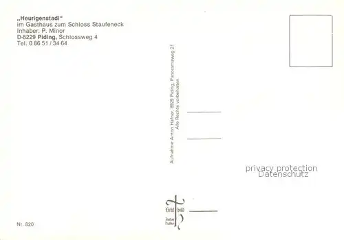AK / Ansichtskarte Piding Heurigenstadl Gasthaus zum Schloss Staufeneck Piding