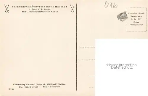 AK / Ansichtskarte Meissen_Elbe_Sachsen Kriegergedaechtniskirche Innenansicht Meissen_Elbe_Sachsen