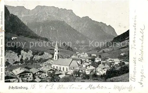 AK / Ansichtskarte Schellenberg_Marktschellenberg Ortsansicht mit Kirche Alpenpanorama Schellenberg