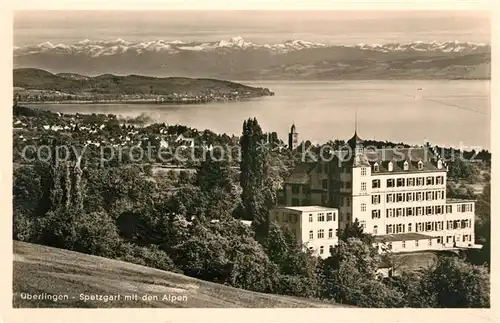 AK / Ansichtskarte ueberlingen_Bodensee Schloss Spetzgart mit den Alpen ueberlingen Bodensee