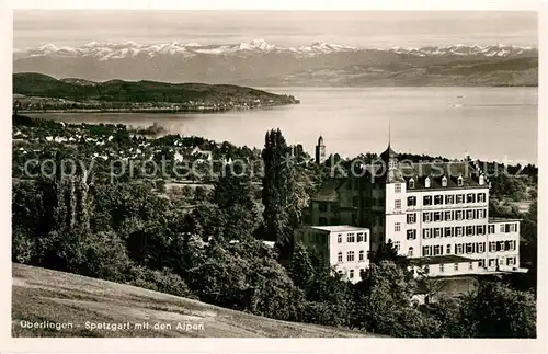 AK / Ansichtskarte ueberlingen_Bodensee Schloss Spetzgart mit den Alpen ueberlingen Bodensee
