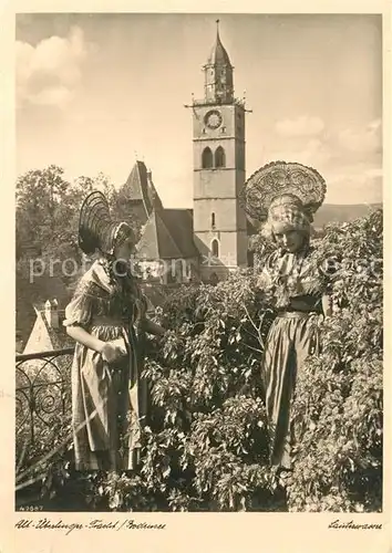 AK / Ansichtskarte ueberlingen_Bodensee Tracht Muensterkirche ueberlingen Bodensee