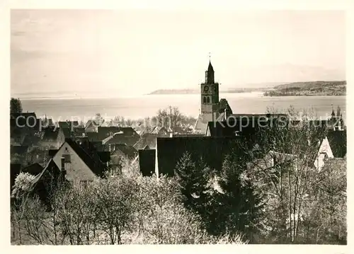 AK / Ansichtskarte ueberlingen_Bodensee Stadtpanorama mit Muensterkirche Seeblick ueberlingen Bodensee