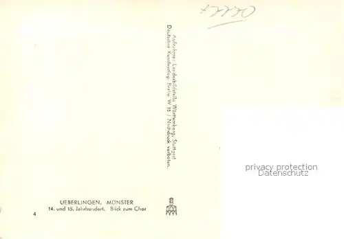 AK / Ansichtskarte ueberlingen_Bodensee Muenster Innenansicht Blick zum Chor ueberlingen Bodensee