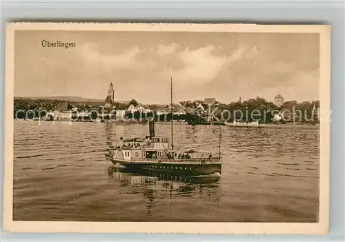 AK / Ansichtskarte ueberlingen_Bodensee Ansicht vom See aus Dampfer ueberlingen Bodensee