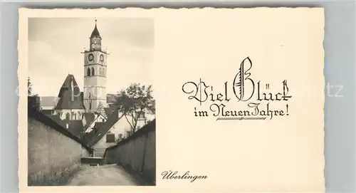 AK / Ansichtskarte ueberlingen_Bodensee Stadtmauer Blick zum Muenster Neujahrskarte ueberlingen Bodensee
