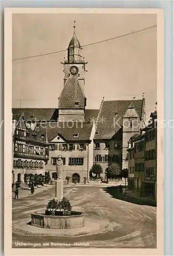 AK / Ansichtskarte ueberlingen_Bodensee Hofstatt Brunnen Muensterkirche ueberlingen Bodensee