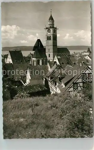 AK / Ansichtskarte ueberlingen_Bodensee Stadtbild mit Kirche ueberlingen Bodensee