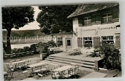 AK / Ansichtskarte Bonndorf_ueberlingen Hoehengasthof Pension Haldenhof Terrasse Blick auf den Bodensee Bonndorf ueberlingen