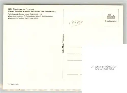 AK / Ansichtskarte ueberlingen_Bodensee Grosser Ratssaal 15. Jhdt. von Jacob Ruess ueberlingen Bodensee