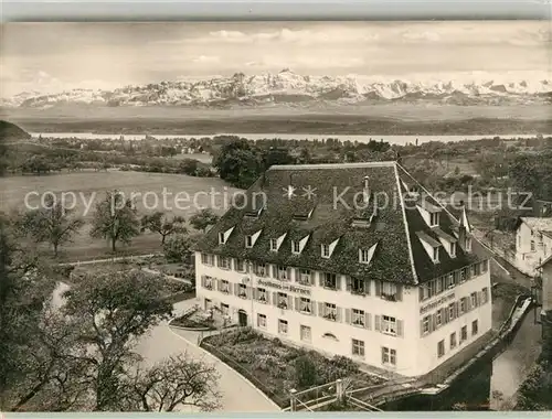 AK / Ansichtskarte Muehlhofen_Uhldingen Muehlhofen Gasthaus Pension Gaestehaus zum Sternen Bodensee Schweizer Alpen Fliegeraufnahme Muehlhofen