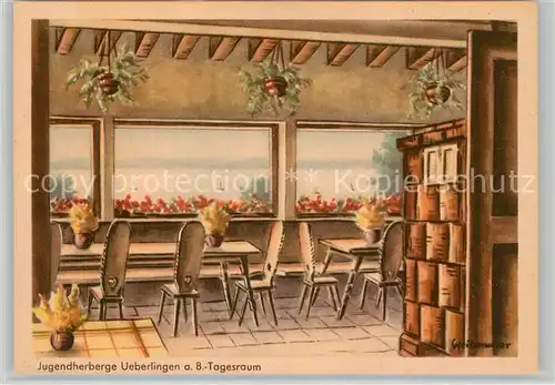 AK / Ansichtskarte ueberlingen_Bodensee Jugendherberge Tagesraum Kuenstlerkarte ueberlingen Bodensee