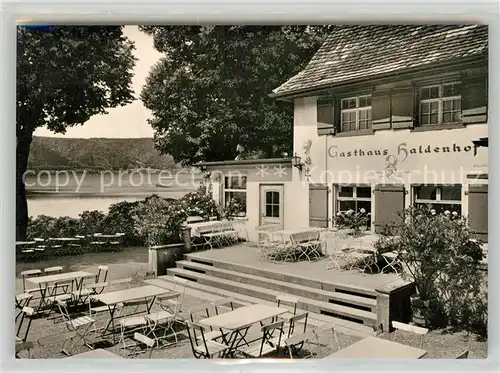 AK / Ansichtskarte Bonndorf_ueberlingen Hoehengasthof Pension Haldenhof Terrasse Blick auf Bodensee Bonndorf ueberlingen