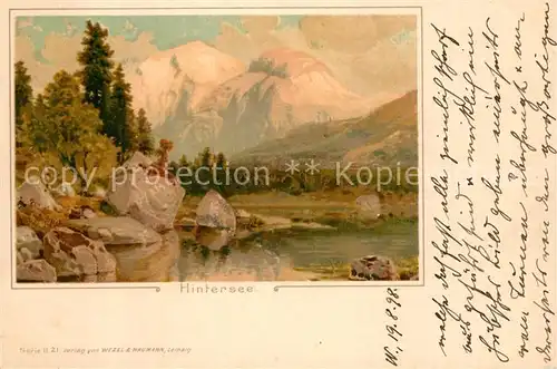 AK / Ansichtskarte Hintersee_Berchtesgaden Panorama Kuenstlerkarte Hintersee Berchtesgaden