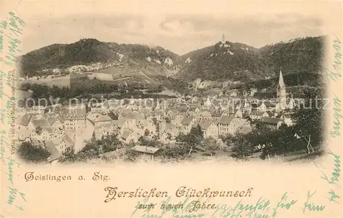 AK / Ansichtskarte Geislingen_Steige Neujahrsglueckwunschkarte Panorama Geislingen_Steige