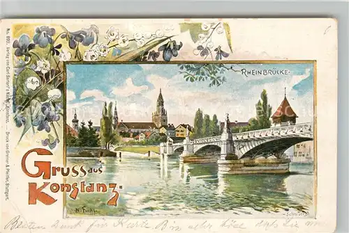 AK / Ansichtskarte Konstanz_Bodensee Rheinbruecke Kuenstlerkarte Konstanz_Bodensee