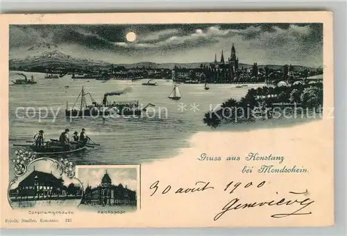 AK / Ansichtskarte Konstanz_Bodensee Conciliumgebaeude Reichspost Mondschein Konstanz_Bodensee