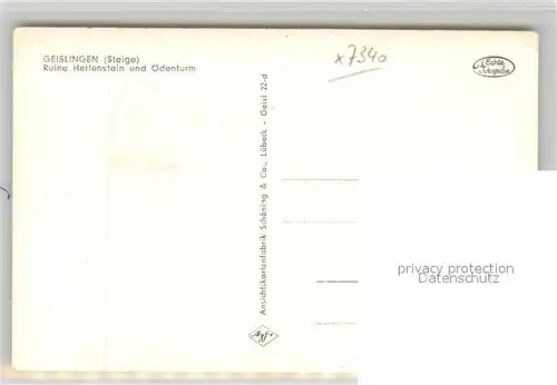 AK / Ansichtskarte Geislingen_Steige Ruine Helfenstein oedenturm Geislingen_Steige