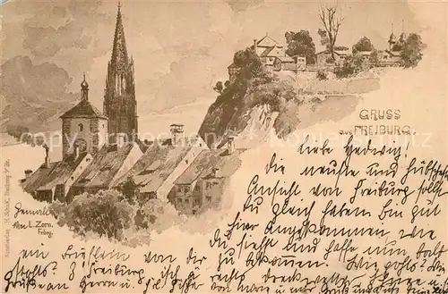 AK / Ansichtskarte Freiburg_Breisgau Kuenstlerkarte L. Zorn Freiburg Breisgau