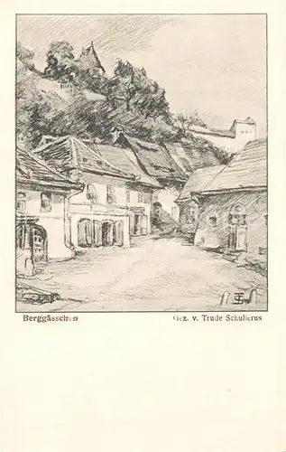 AK / Ansichtskarte Sighisoara_Schaessburg Berggaesschen Zeichnung Trude Schulierus Sighisoara Schaessburg