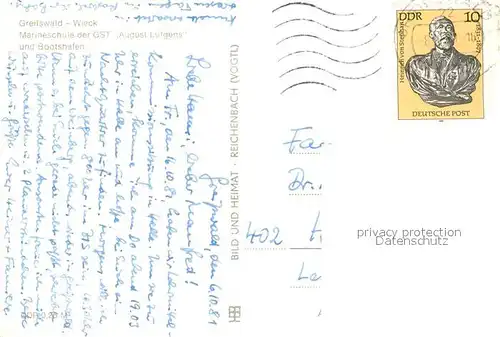 AK / Ansichtskarte Wieck_Greifswald Fliegeraufnahme Marineschule GST August Luetgens Bootshafen Wieck Greifswald