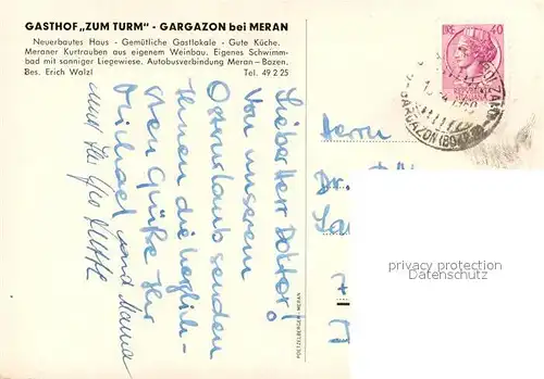 AK / Ansichtskarte Gargazon_Gargazzone Gasthof zum Turm  Gargazon Gargazzone