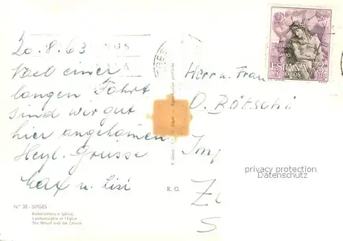 AK / Ansichtskarte Sitges Embarcadero Iglesia Sitges