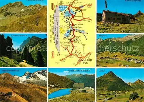 AK / Ansichtskarte Friedrichshafener _Huette Konstanzerhuette Mathorn Galtuer Heilbronnerhuette Landkarte Friedrichshafener  Huette