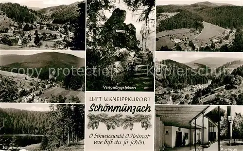 AK / Ansichtskarte Schoenmuenzach Panorama Verlobungsfelsen Kurmsee Kurhaus Schoenmuenzach
