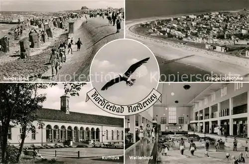 AK / Ansichtskarte Norderney_Nordseebad Strand Fliegeraufnahme Kurhaus Wellenbad Norderney_Nordseebad