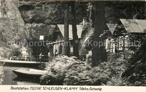 AK / Ansichtskarte Saechsische_Schweiz Bootstation Obere Schleusen Klamm Saechsische Schweiz