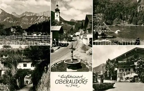 AK / Ansichtskarte Oberaudorf Panorama Kirche Waldbad Tor Brunnen Oberaudorf