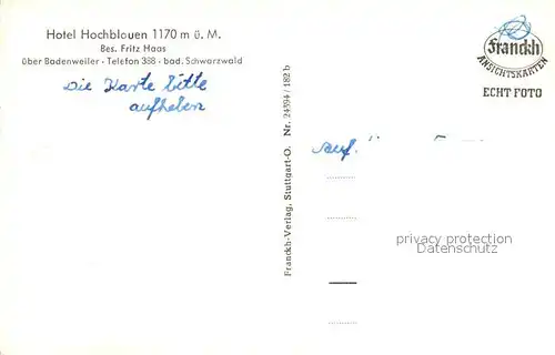 AK / Ansichtskarte Hochblauen Aussichtsturm Hochblauen