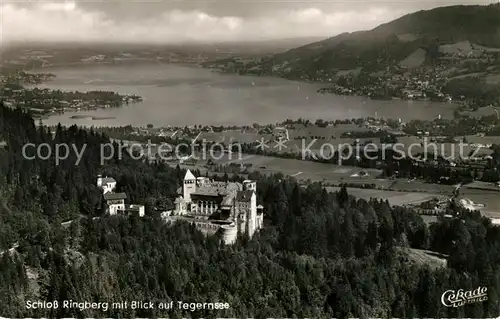 AK / Ansichtskarte Tegernsee Fliegeraufnahme mit Schloss Ringberg Tegernsee