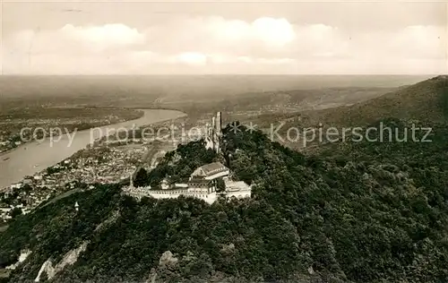 AK / Ansichtskarte Koenigswinter Fliegeraufnahme mit Rhein und Drachenfels Koenigswinter