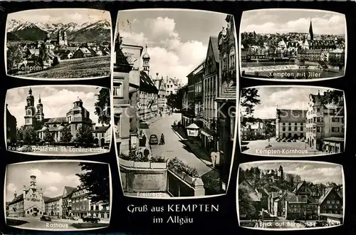 AK / Ansichtskarte Kempten_Allgaeu Panorama Freitreppe Iller Residenzplatz Rathaus Kornhaus Burghalde Kempten Allgaeu