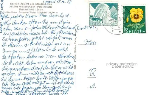 AK / Ansichtskarte Parsennhuette Dorftaell Abfahrt und Standard Run Weissfluhjoch Skilift Luftseilbahn Parsennhuette