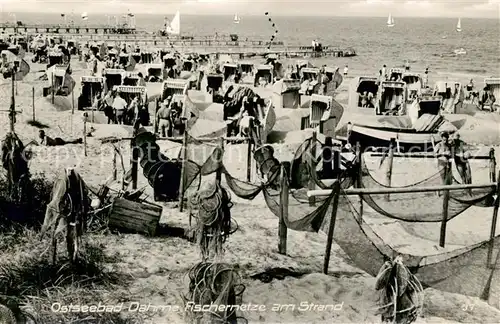 AK / Ansichtskarte Dahme_Ostseebad Fischernetze am Strand Dahme_Ostseebad