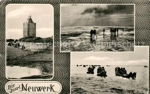 AK / Ansichtskarte Neuwerk_Cuxhaven_Nordseebad Leuchtturm Wattwanderung Wattwagen Neuwerk_Cuxhaven