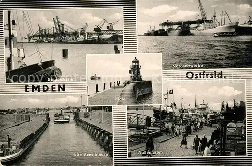 AK / Ansichtskarte Emden_Ostfriesland Binnenhafen Nordseewerke Alte Seeschleuse Aussenhafen Emden_Ostfriesland