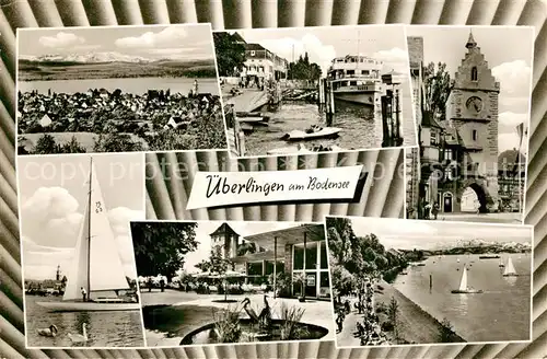 AK / Ansichtskarte ueberlingen_Bodensee Panorama Faehrhafen Stadttor Promenade ueberlingen Bodensee
