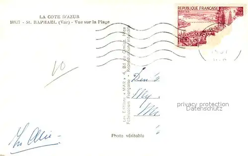 AK / Ansichtskarte St_Raphael Vue sur la Plage St_Raphael