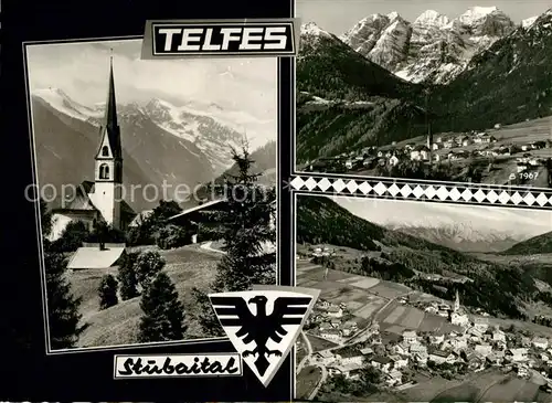 AK / Ansichtskarte Telfes_Stubai Kirche Stubaital Fliegeraufnahme Telfes_Stubai