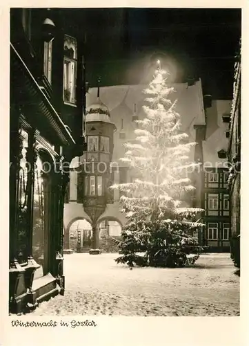 AK / Ansichtskarte Goslar Winternacht mit Weihnachtsbaum Goslar