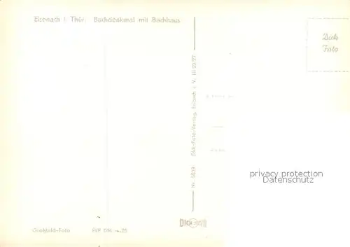 AK / Ansichtskarte Eisenach_Thueringen Bachdenkmal mit Bachhaus Eisenach Thueringen